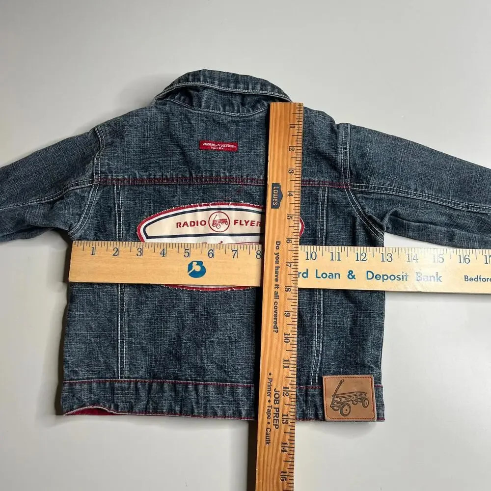 Vintage Radio Flyer Denim‎ Jacket Kids 2T Vintage Style Logo Patch Blue